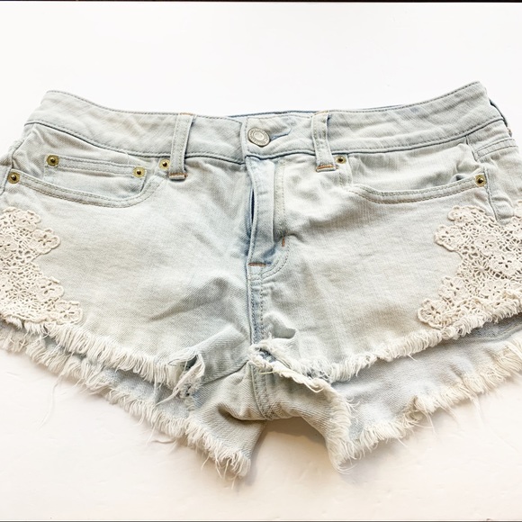 American Eagle Outfitters Pants - American Eagle l Crotchet Trim Denim Shorts